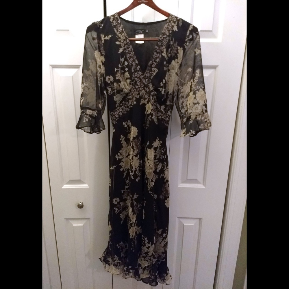 Black floral print dress